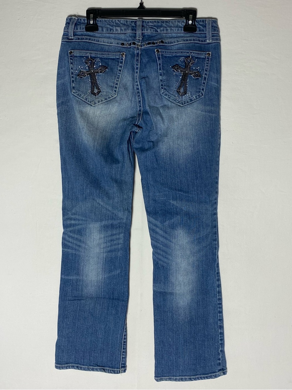 Vintage Y2K Wrangler Rock 47 Embellished Cross Bootcut Jeans Size 12 Western
